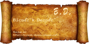 Bicsák Dezső névjegykártya